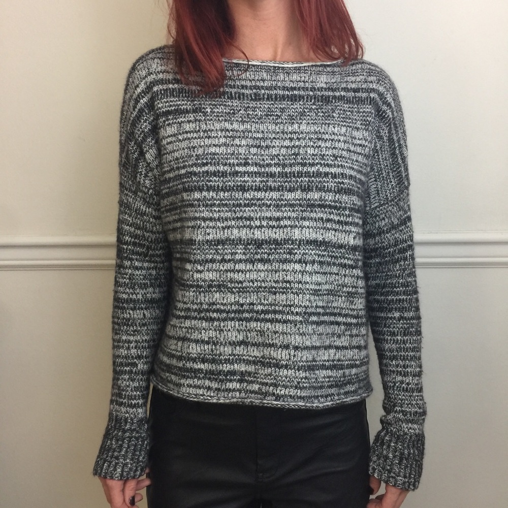Madewell Gray Mohair Soft Knit Space Dye Sweater
